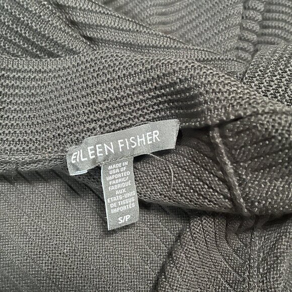 Eileen Fisher Women's Long Ribbed Black Open Front Cardigan Sweater Small - Picture 4 of 4